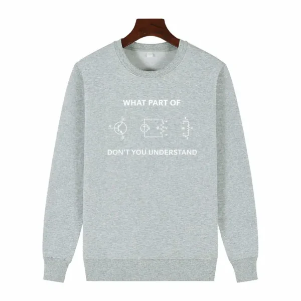 Light gray jacket with electrical patterns and humorous text about understanding electrical circuits.