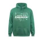 Engineer hoodie with scientific graphics and text, featuring a green color and a front pocket, designed for engineering enthusiasts and students.