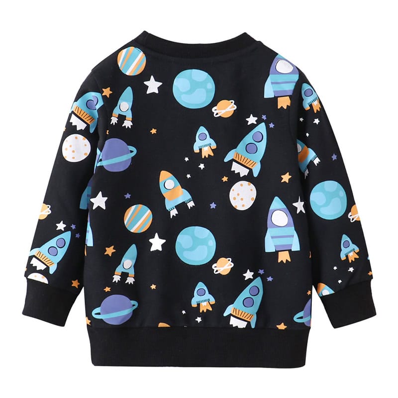 Pull espace pour enfant Veste pour enfant avec motif spatial, planètes et fusées.