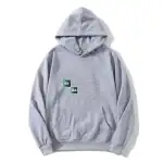 Gray hoodie featuring a printed periodic table with highlighted bromine (Br) and barium (Ba) elements, perfect for science enthusiasts and educational purposes.