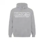 Gray hoodie featuring the periodic table elements S, Ar, Ca, Sm with the caption "Primary Elements of Humor" in white text.