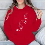 Vêtement à capuche rouge avec motif ADN blanc, parfait pour les amateurs de science et de biologie. Confortable et tendance, idéal pour afficher votre passion pour la génétique.